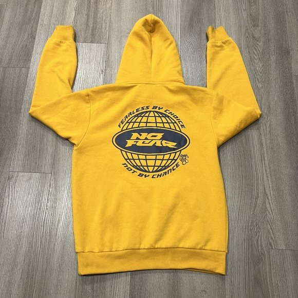 No Fear Hoodie Yellow Streetwear Sports Grunge Skate Men’s Size M Y2K - Picture 4 of 4
